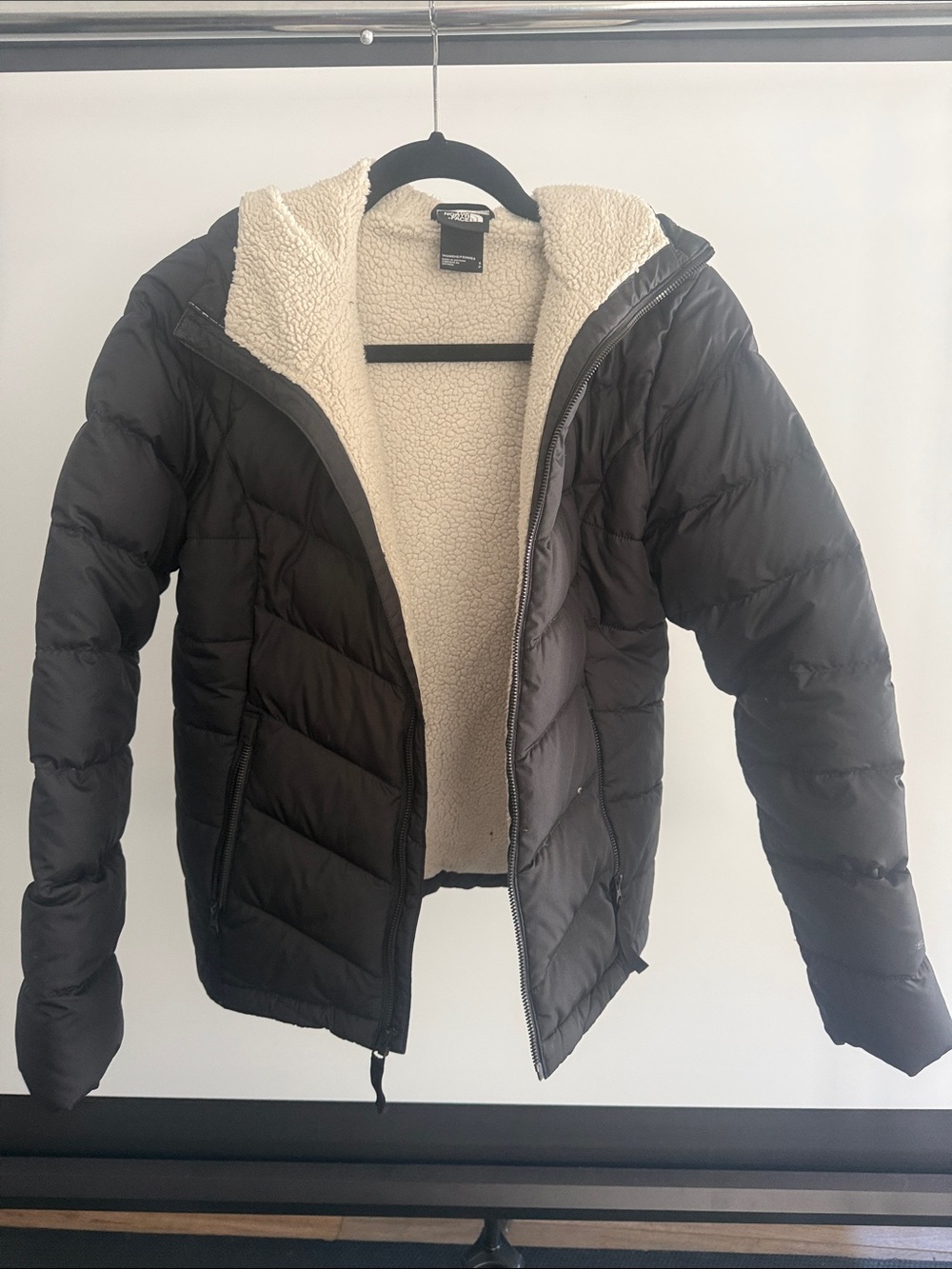 The North Face Black Jacket with Cream Sherpa Interior